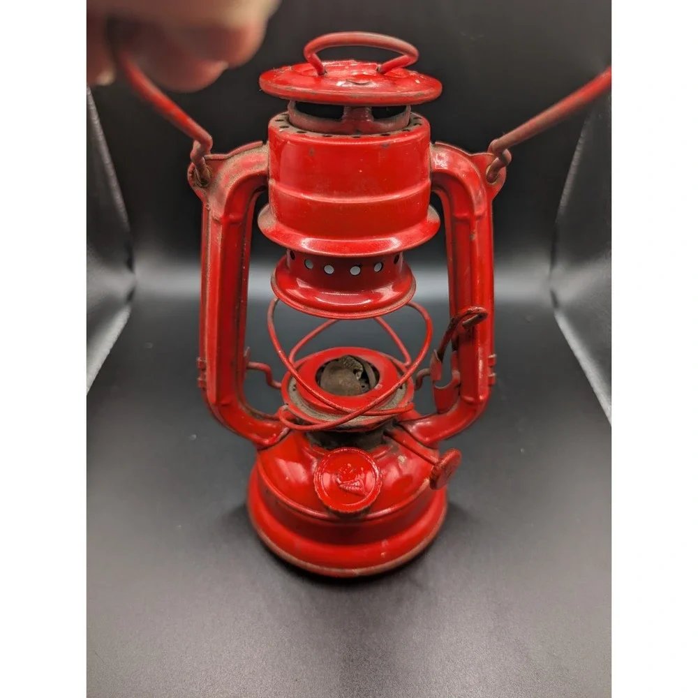 Vintage Winged Wheel No 350 Orange Metal Lantern Lamp Made Japan By Enesco
